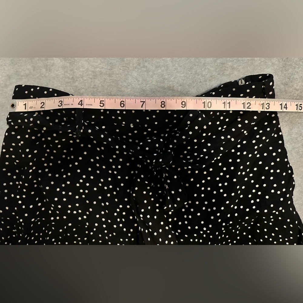 Zara Polka Dot Mini Skort Black and White tie belt size M - Picture 7 of 8